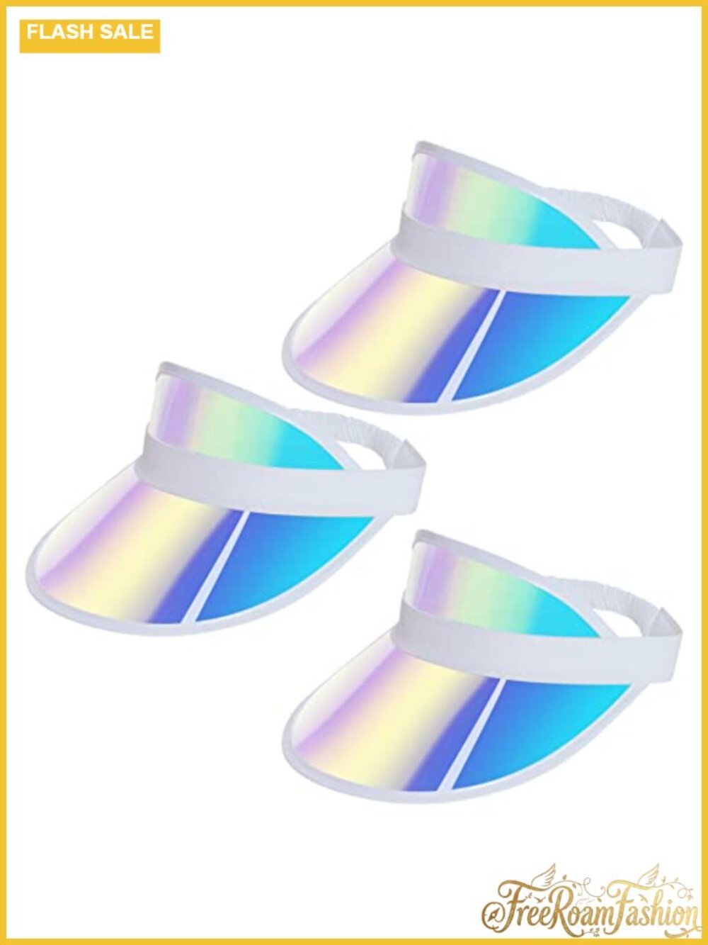 Plastic Fabric Sun Visor Hats 3 Pack Adjustable UV Protection Golf Tennis Beach